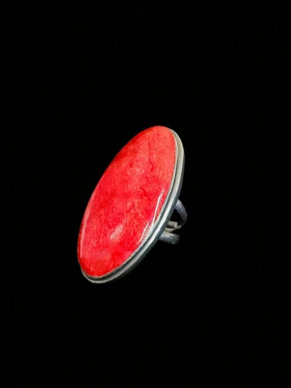 VTG 80s Sterling Silver 925 Oversized Red Coral Statement Ring 10.6g Size 7